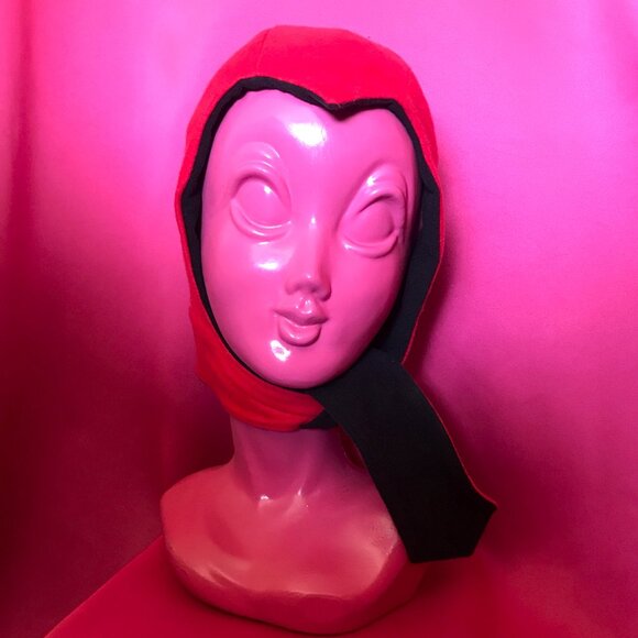 NEW reversible 1950s retro devil hood hat halloween costume handmade - Picture 3 of 6